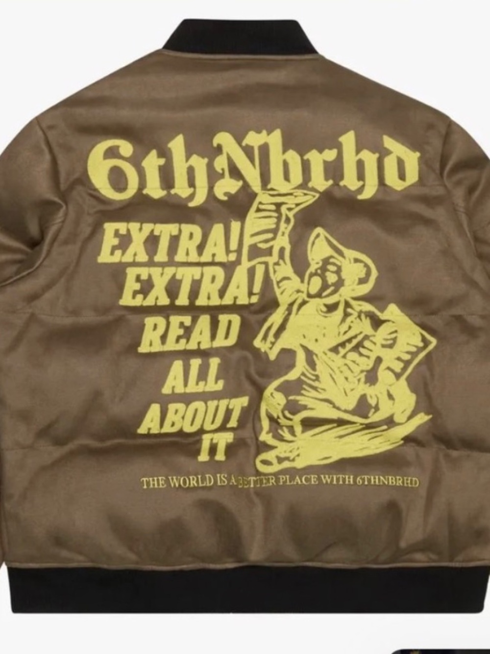 6th Nbrhd  M Brown Puffer Yellow Embroidered Coat